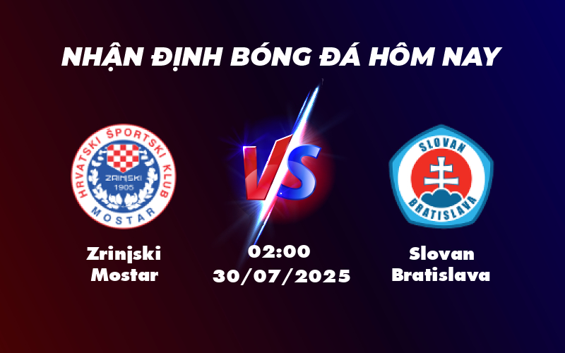 Nhận định soi kèo Zrinjski Mostar vs Slovan Bratislava Cuộc tái đấu đầy kỳ vọng 1 zrinjski mostar slovan bratislava 30 07 c1